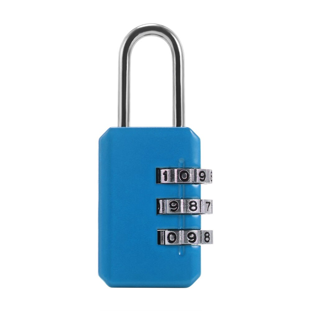 3- cifret nummer kombination kombination adgangskodelås rejsesikkerhed beskytte skab rejse lås til bagage / taske / rygsæk / skuffe: Blå