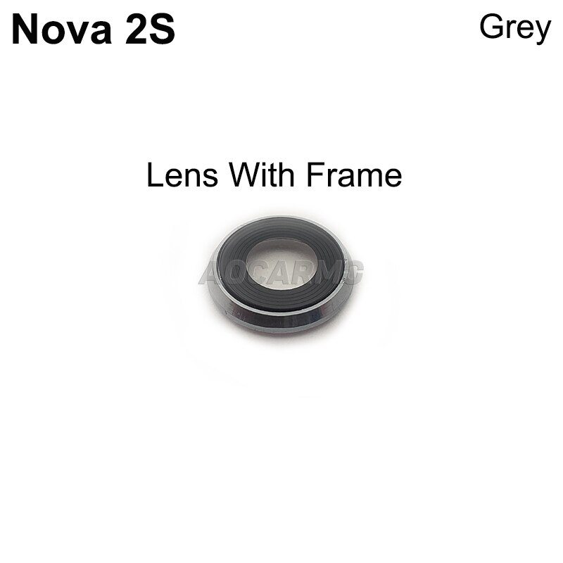 Aocarmo Hinten Zurück Kamera Objektiv Glas Mit Rahmen Ring Für Huawei Nova 2S Ersatz Teil: mit rahmen grau