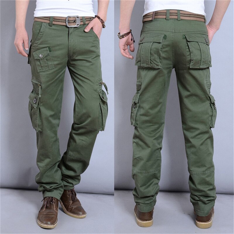 Cargo Pants Men Work Pants Loose Fit Cotton Straight Leg Casual Workwear with Muti Pockets
