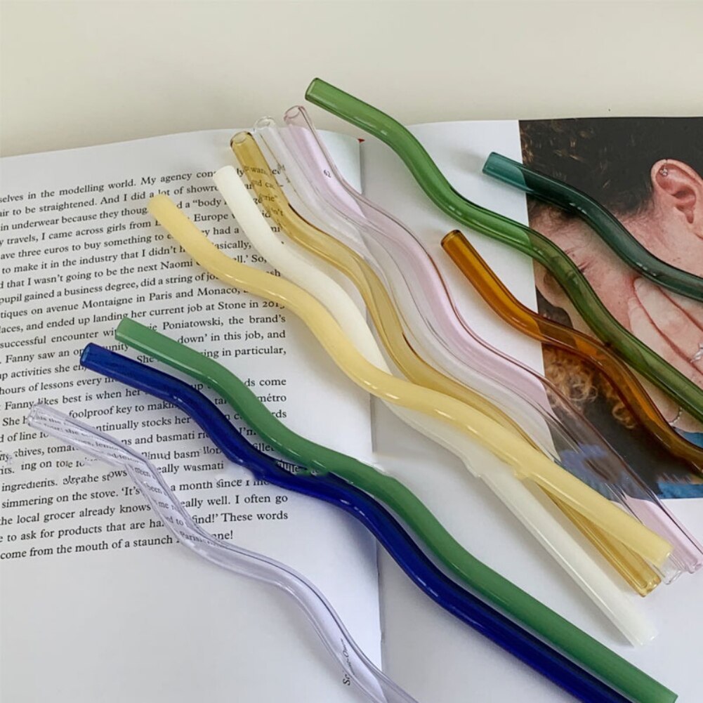 Clear Glass Straws for Smoothies Cocktails Drinking Straws Reusable Straws for Bar Accessories