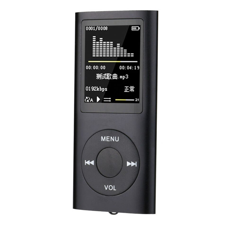 Reproductor Mp4 digital portátil con pantalla lcd txt, radio fm con pantalla led de 1,8 pulgadas, compatible con e-book, reproductor de música mp3, walkman, grabadora de voz: Black / with 8gb Sd