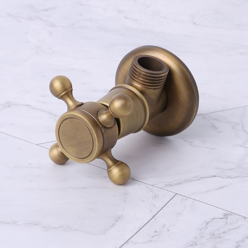 F2TE Antique Brass Triangle Valve 1/2" Male Thread Water Control Valves Bathroom Angle Stop Valve