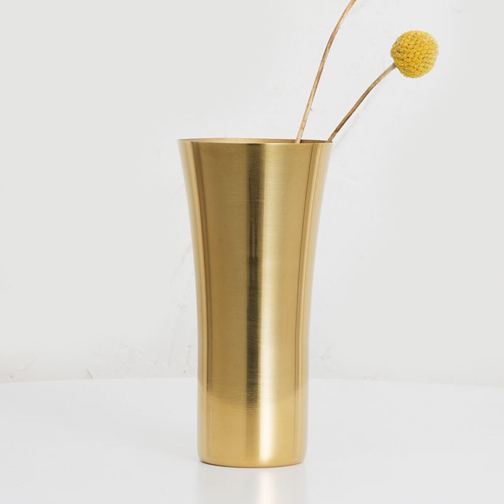 Nordic Style Copper-plated Golden Vase Stainless Steel Decorative Water Cup Flower Holder Vase Home Restaurant Decor