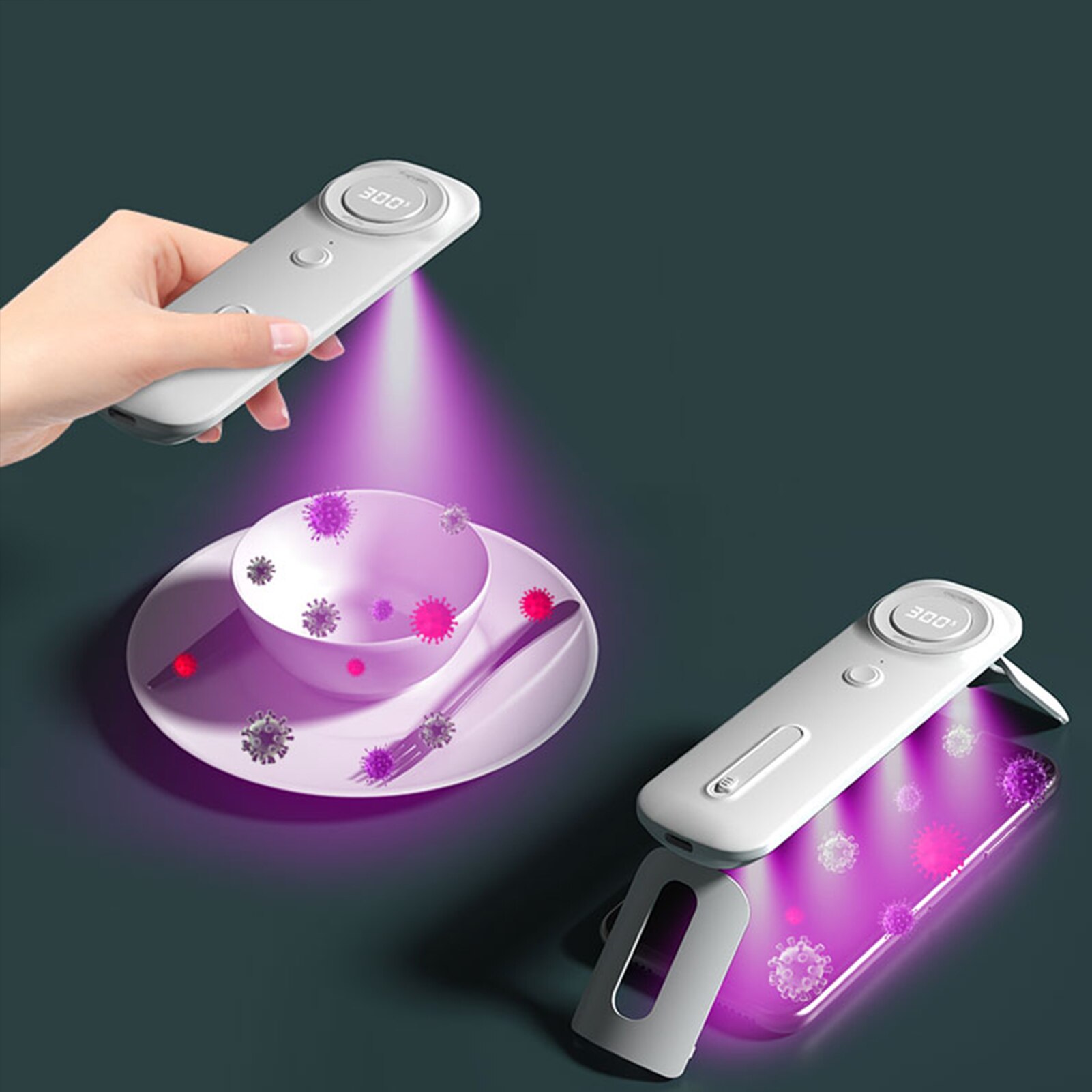Portable UV Disinfection Cleaner LED Cleaning Lights LED Display Support Handheld and Standing Cleaning for Travel Home Use