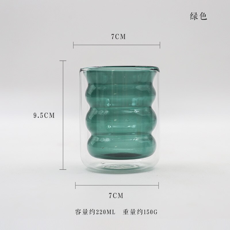 Dobbelt spiralglass høytemperaturbestandig farge kaffekopp melk te juice kopp frokost melk kopp drikke kopp: Grønn