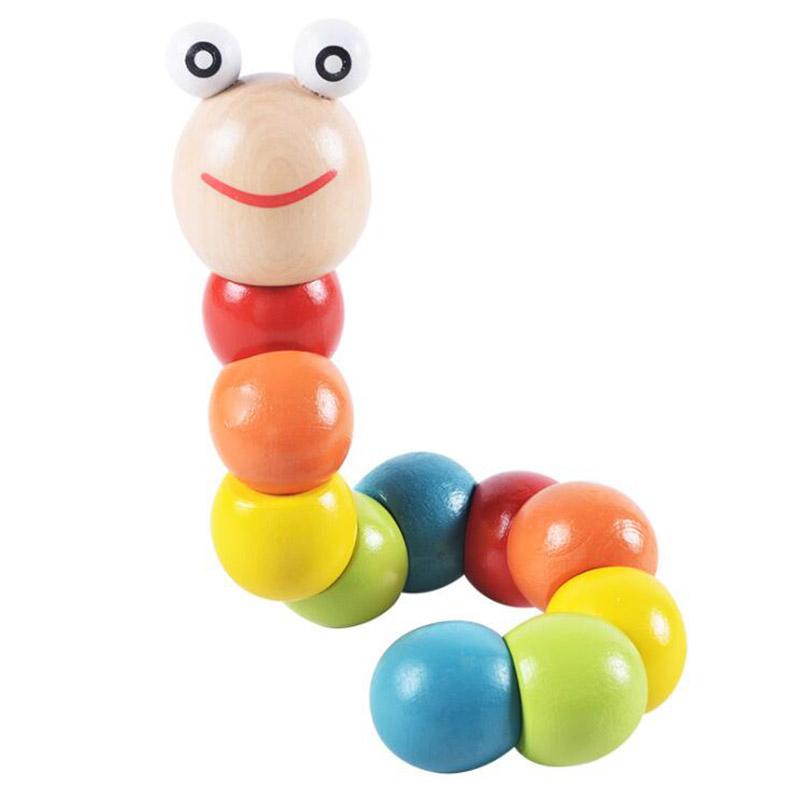 1Stck Holz Bunte verdrehte Insekt Spielzeug Nette Karikatur Baby Insekt Spielzeug FrüHenne Bildung für Baby freundlicher: Default Title