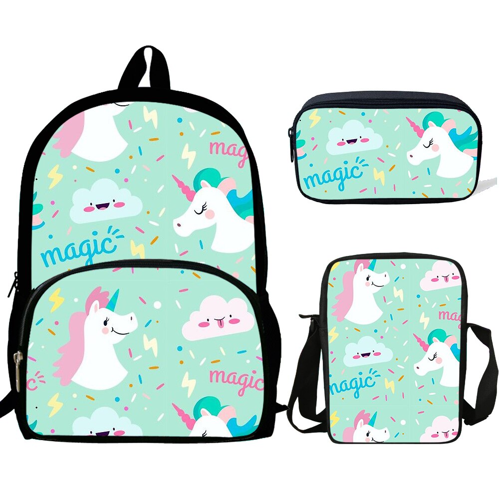 3 stücke Schule Rucksack Sets Kinder Buch Taschen Einhorn Drucke Primäre Daypack Teenager Jungen Mädchen Schulranzen: j9495