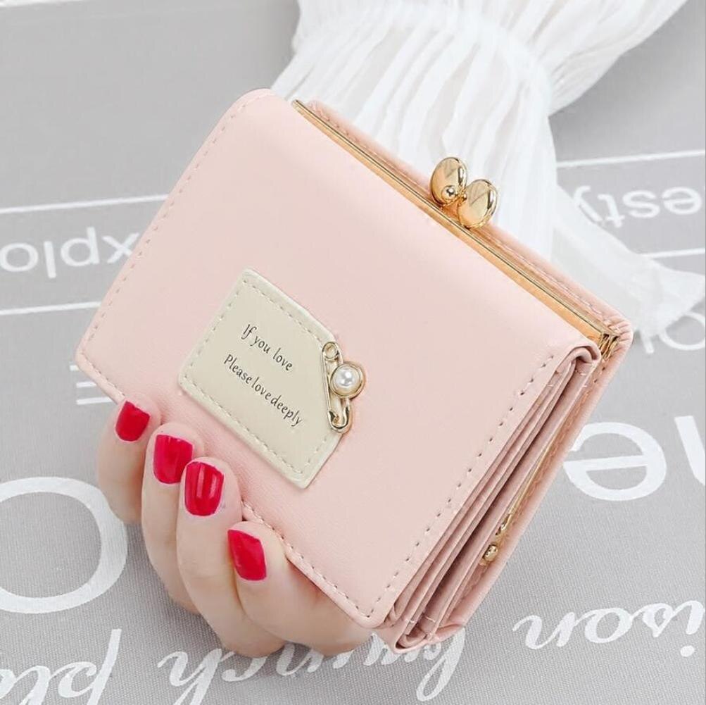 Women Wallets Female Short Three Fold Purse Simple Cute Student Clutch Card Holder Coin Purse