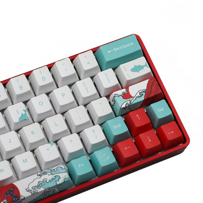 71 Keys Sea Coral Ukiyo-e Keycap Dye Sublimation OEM Profile for GH60 GK61 GK64