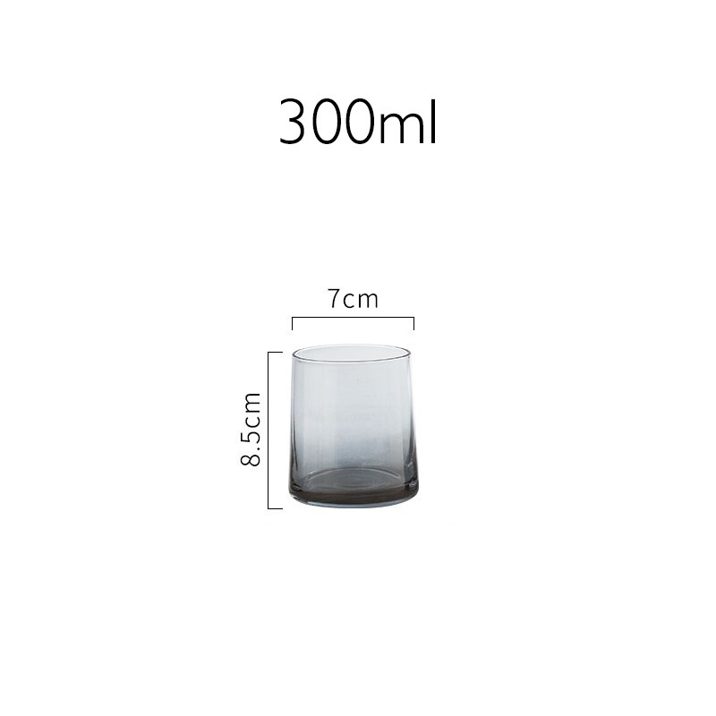 JINYOUJIA Nordic Glass Carafe Water Pitcher with Wood Lid Kettle Drinking Cup Tea Pot Juice Jug Household Drinkware: GRAY 300ml
