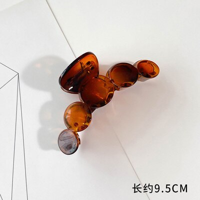 Hangzhi 2020 novo vintage grandes garras de cabelo pérola marrom acrílico lavagem rabo de cavalo titular grampos de cabelo para acessórios de cabelo feminino: E-9.5cm