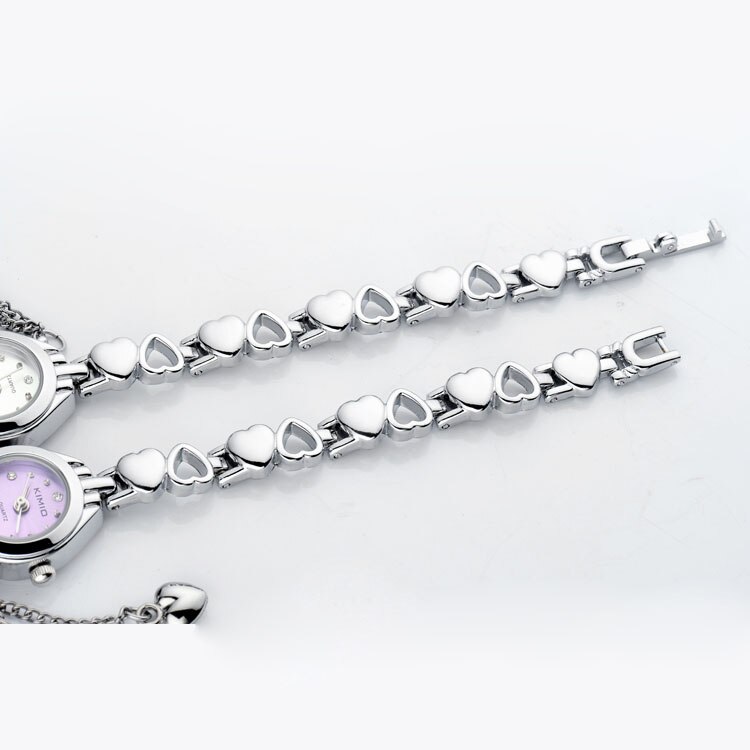 KIMIO Women Bracelet Watch Ladies Tassel Dress Quartz Watch Clock Hollow Love Hearts Steel Strap Wrist Watch Montre Femme