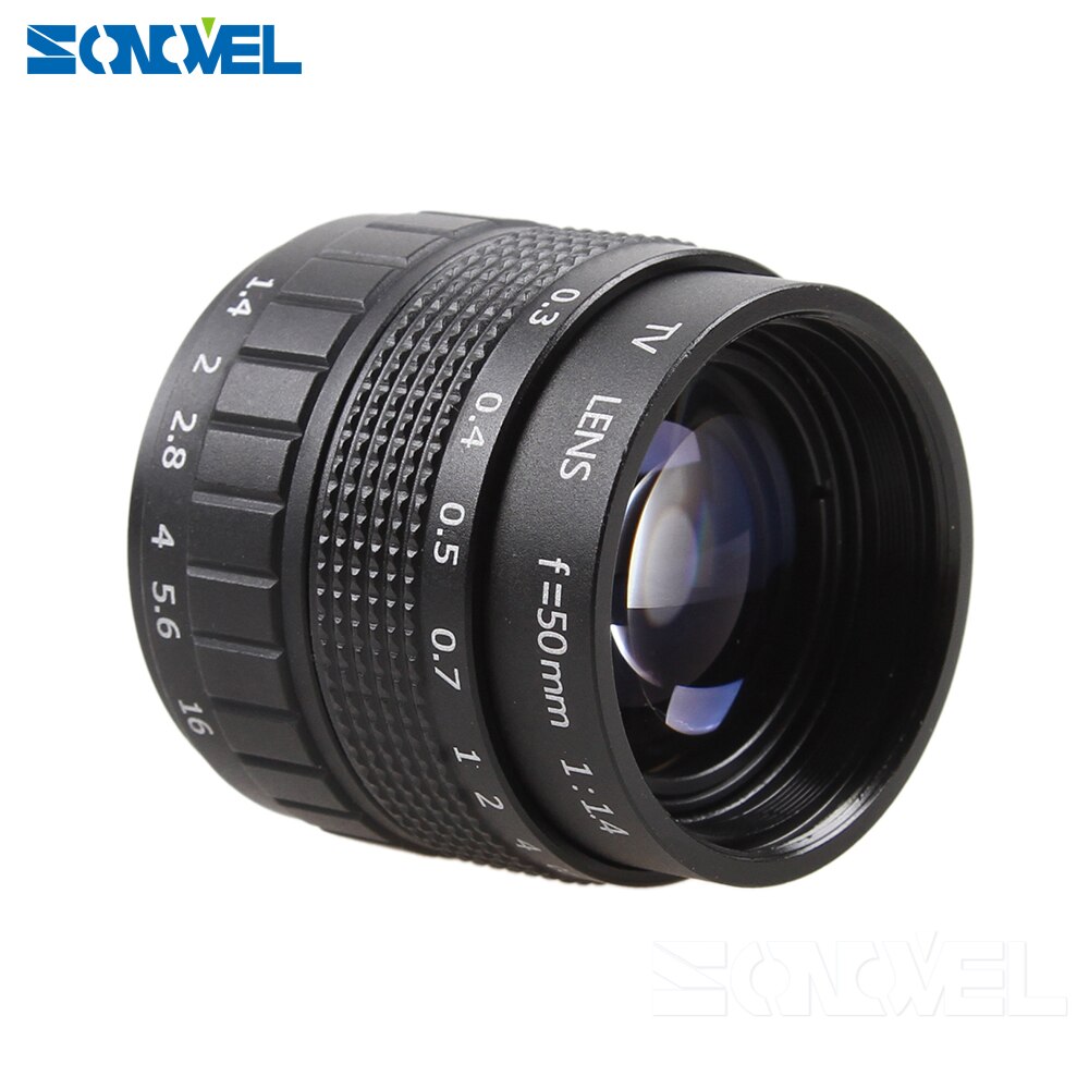 50mm F1.4 CCTV TV Movie lens + C Mount + Macro ring + metalen zonnekap voor Canon EOS M M2 M3 M5 M6 M10 Mirrorless Camera