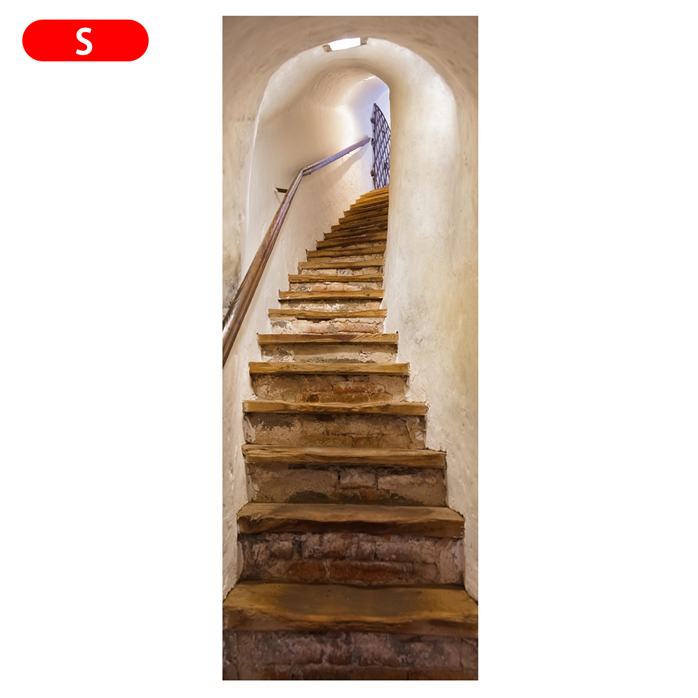 Staircase Stickers 3D Simulation Door Stickers Removable Bedroom Living Room DIY Renovation Wallpaper Easy to Clean Durable: 45cm-200cm