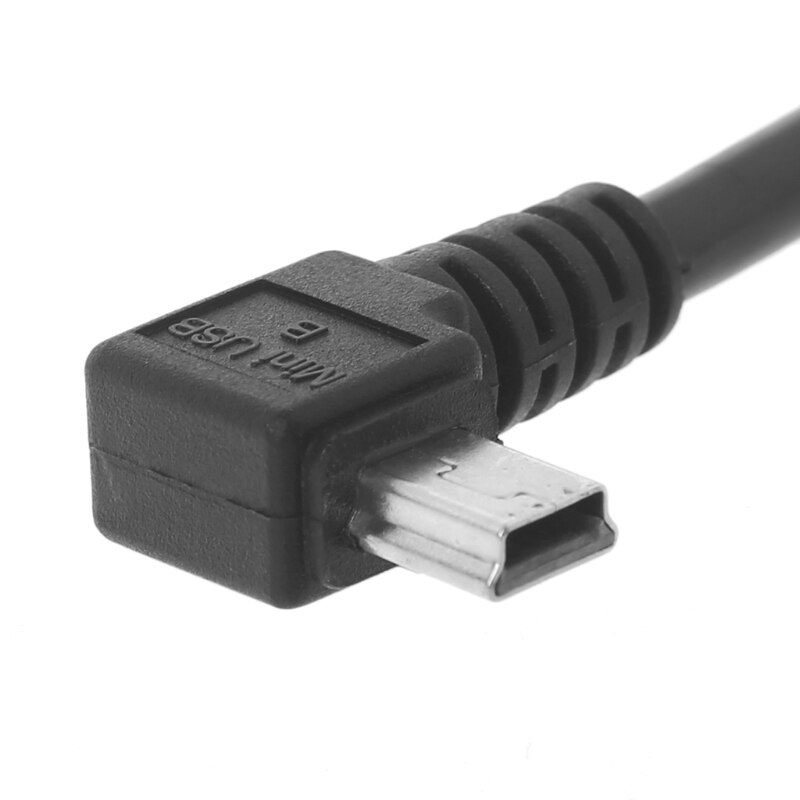 Right Angle Mini USB 5-Pin To USB-A 2.0 Male Charge & Data Cable - 25cm (10in)