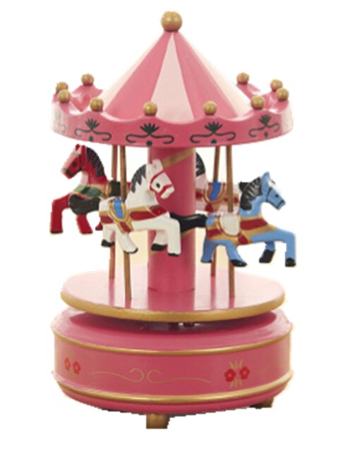 Merry Go Round Music Box Geometric Baby Room Decoration Unisex Wooden Christmas Horse Carousel MusicBox birthday ado: F