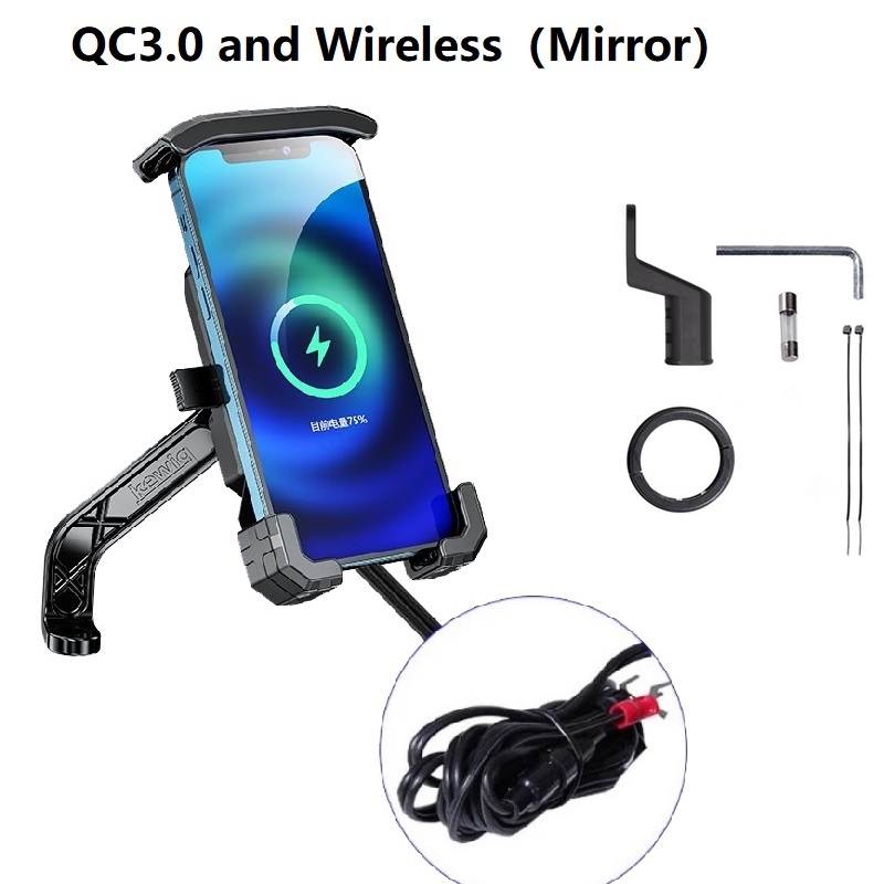 Motorcycle Phone Mount With Charger Wireless & USB C, IP66 Waterproof Motorcycle Phone Holder For 4' - 7' Cellphone, One-Handed Operation - View #9