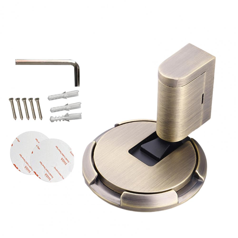 Magnetic Door Stopper No Drilling Silent Floor Door Stop with Screws Adhesive Adjustable Mechanical Magnetic Door Stopper: Blue