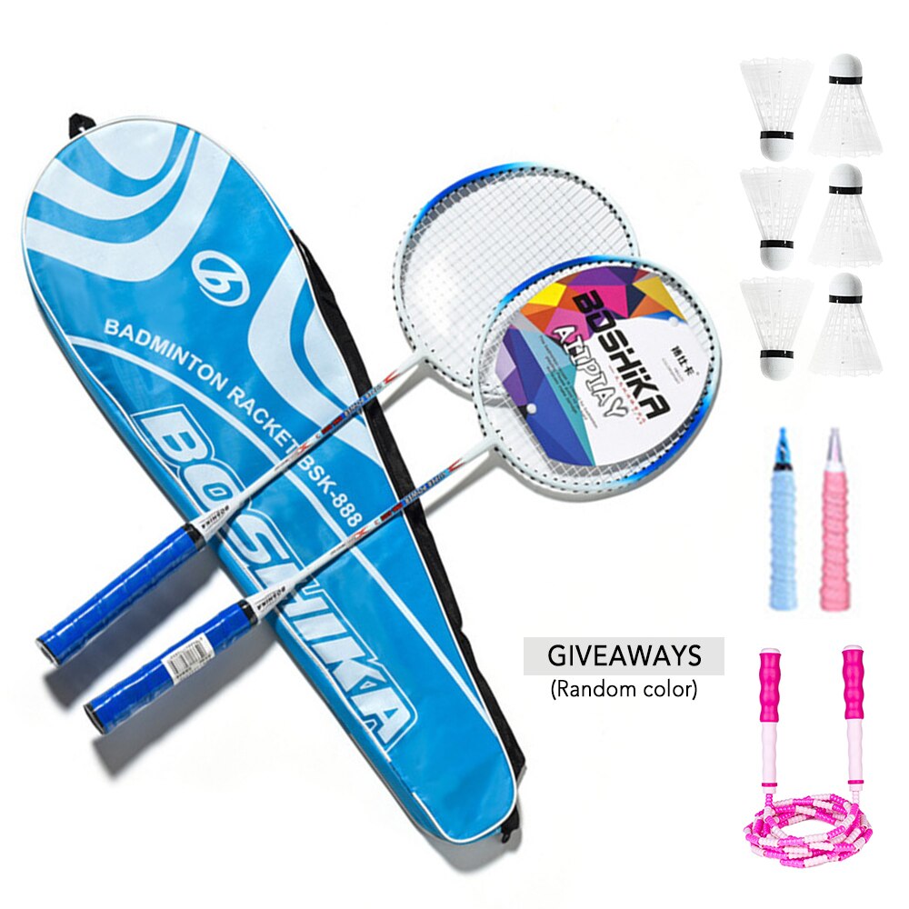 Badminton Racket Set Ijzer Legering Training Badminton Racket Set Voor Volwassenen Met 6 Shuttles 2 Grips Draagtas En Jump touw