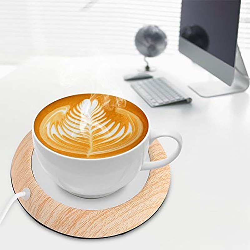 USB Warmer Pad Protable USB Wood Grain Cup Warmer Heat Beverage Mug Mat Keep Drink Warm Heater Mugs Coaster USB Charging