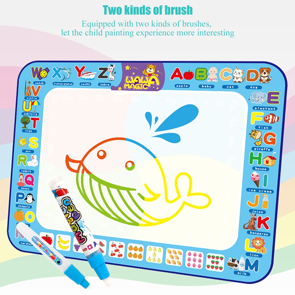 100*75cm Water Canvas Magic Graffiti Blanket Cartoon Child Education Drawing Carpet Coloring Book Doodle Mat Birthday