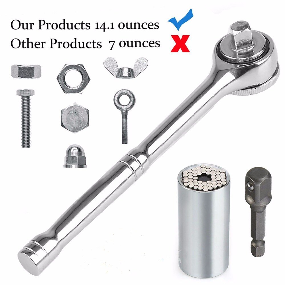 Universele Dopsleutel Set 1-3/4 ", auto/Auto Handgereedschap Reparatie Kit Met Power Boor Adapter Chroomvanadiumstaal Lichtgewicht