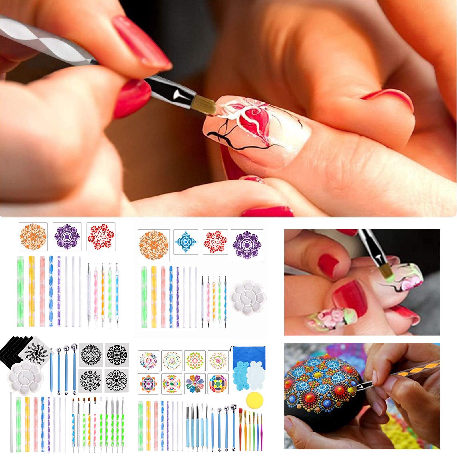 16/18/34/35pcs Mandala Dotting Tools for Painting Rocks Mandala Painting Dotting Stencil Dot Mandala Kit Nail Rock Fabric Art