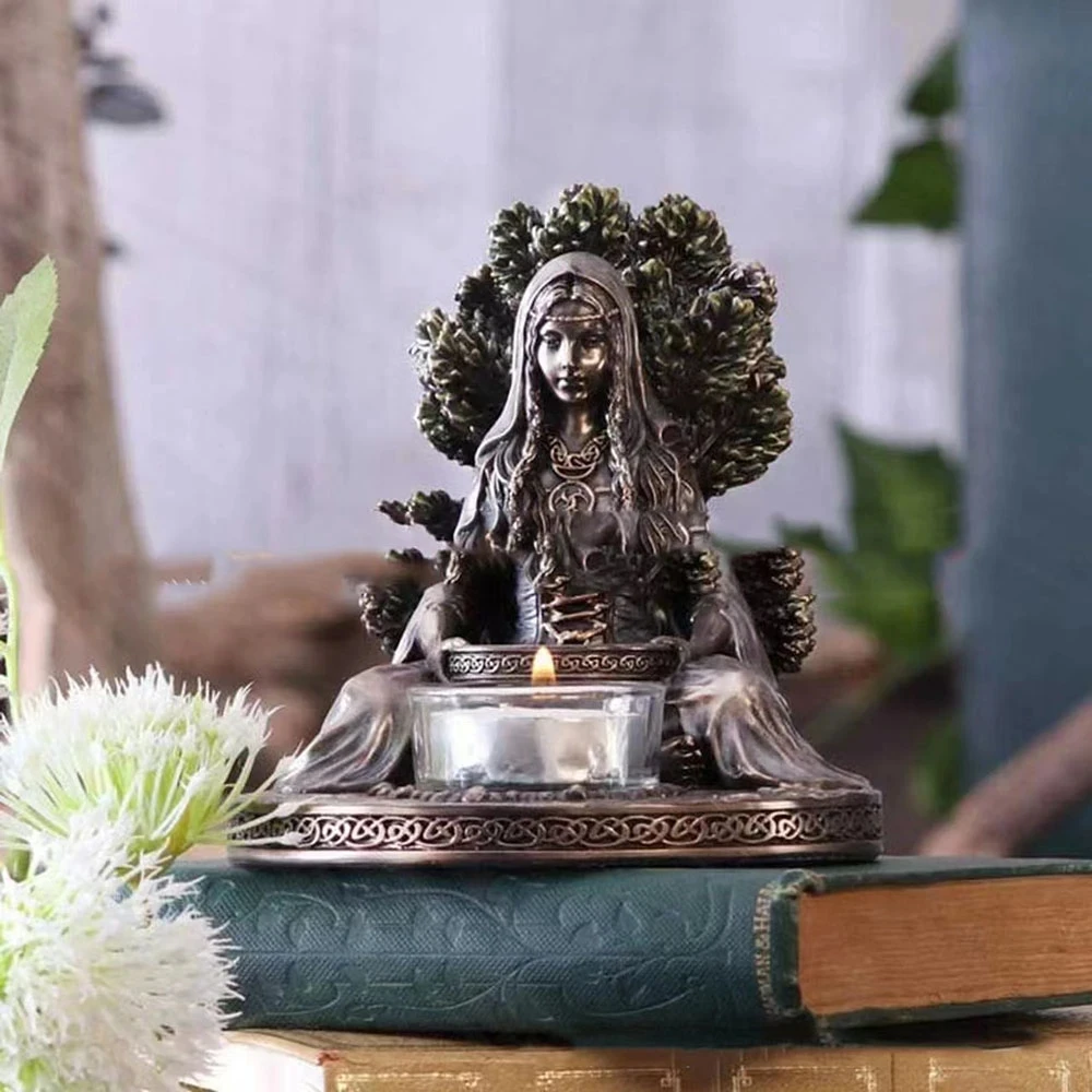 Scandinavian Mythology Celtic Goddess and Cernunnos Statue Candlestick Furniture Desktop Home Decor Crafts Figurine Collectibles