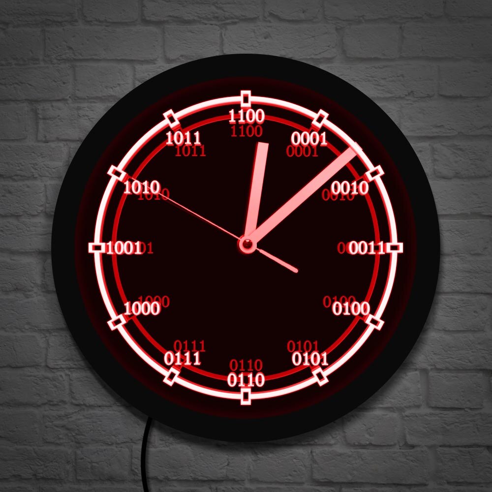 Reloj de pared decorativo de código binario, con retroiluminación LED, números de matemáticas, ecualización, letrero LED de neón, educativos para profesores