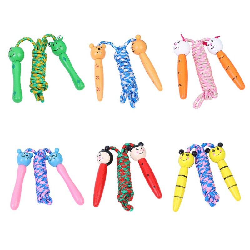 Nuevos juguetes para niños, animales de caricatura de madera, asa para saltar la cuerda, estudiantes de guardería, cuerda de ejercicio, cuerda de salto para Fitness