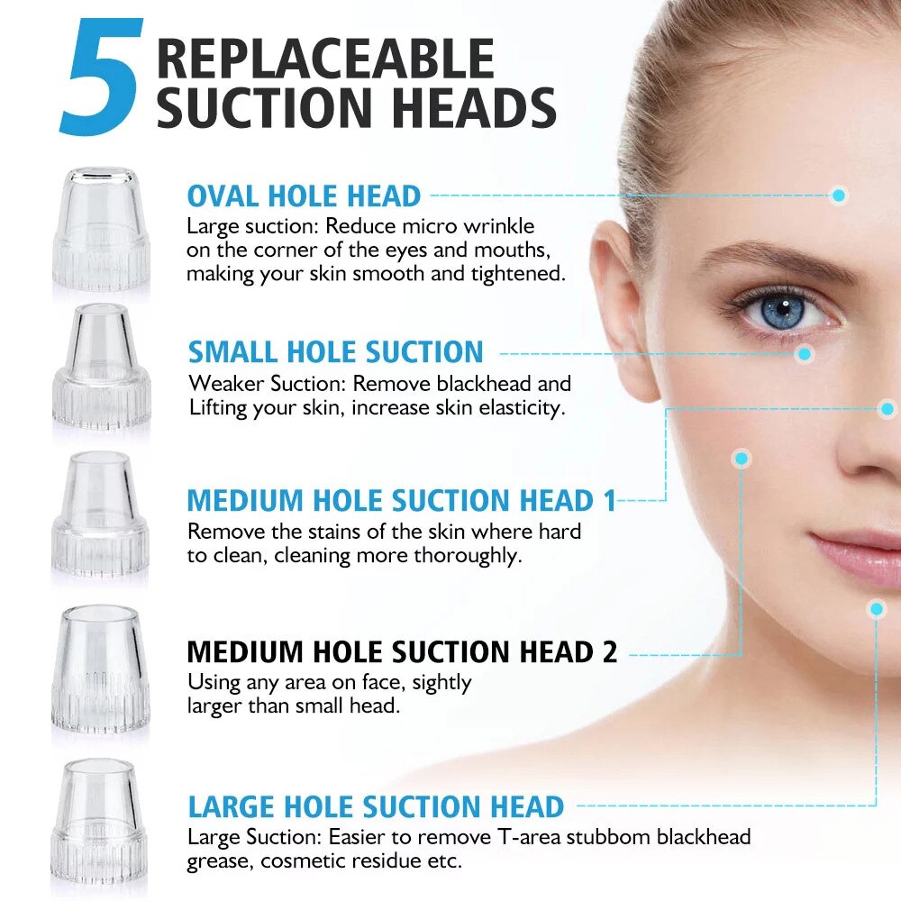 Blackhead Remover Vacuum Suction Face Nose Deep Cleaner Remove Acne Pimple Whitehead Extractor Cleaning Skin Care Tools