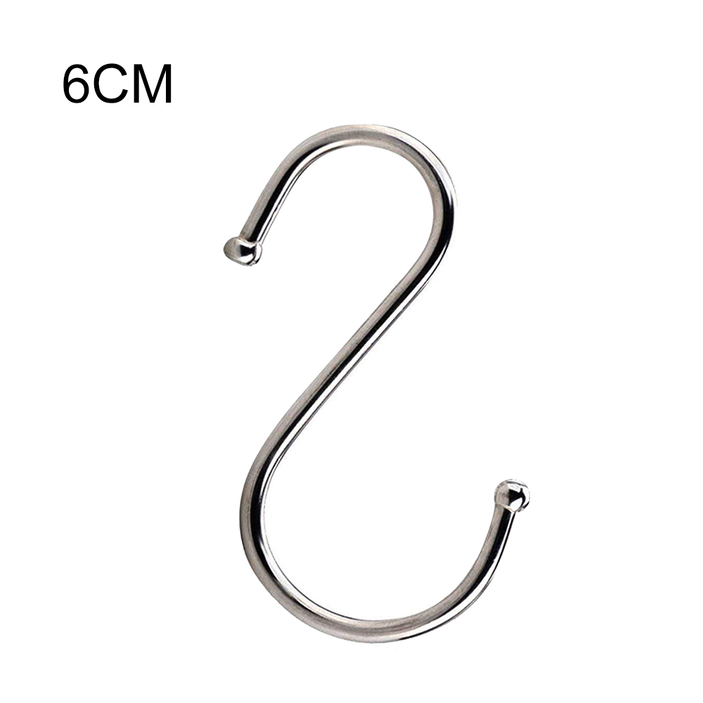 S-Shaped Hooks Door Hanger Stainless Steel Free Punching Cabinet Door Wardrobe Clothing Clothes Hook Kitchen Sundries Hooks: 6cm
