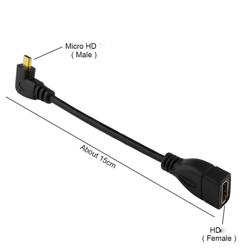 Micro Hdmi-Compatibel Male Naar Hdmi-Compatibel Vrouwelijke Adapter Kabel Links Hoek 90 Graden Hdmi Converter Code Voor hdtv Projector