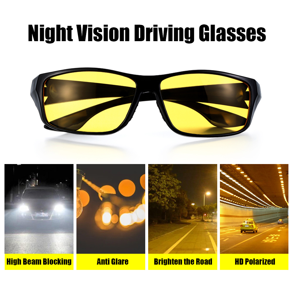 Polarized Yellow Tint Glasses Anti Glare Night Vision Glasses Night Driving Glasses Fit Over Wrap Around Prescription Eyewear