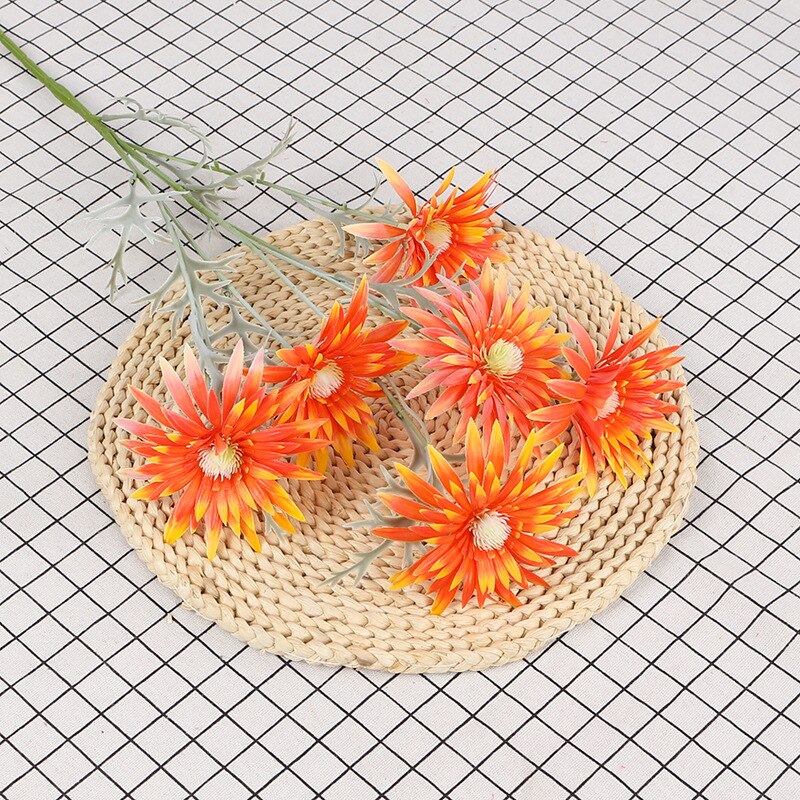 Muovi gomphrena globosa krysanteemi kevät gerbera jäljitelmä kukat häät olohuoneen koristelu silkkikukka kodin kaluste: Oranssi