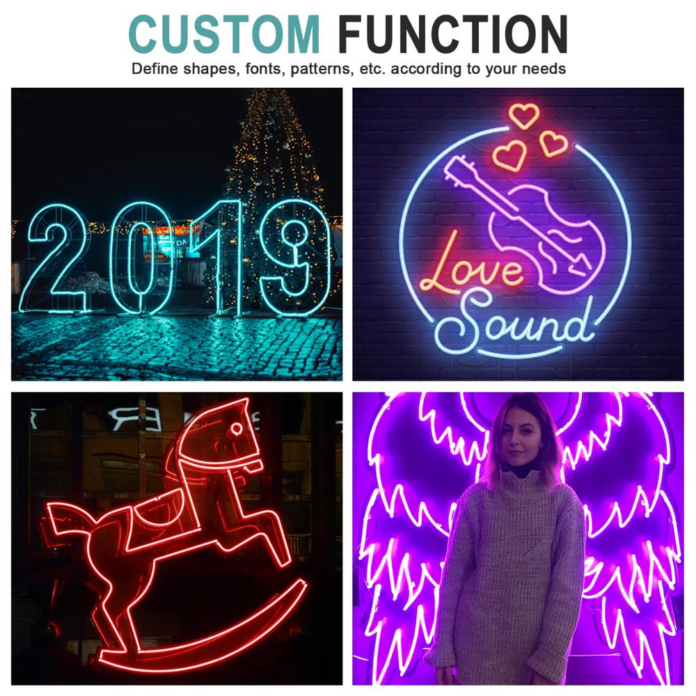 Neonskilt led lys lampe 2m strips tape vanntett bar fargerik regnbuelys rund led neon hjemmeveggdekor