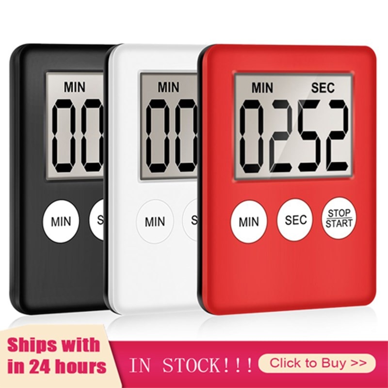 Reloj con imán y pantalla Digital LCD, cronómetro fino, cronómetro, 8 colores