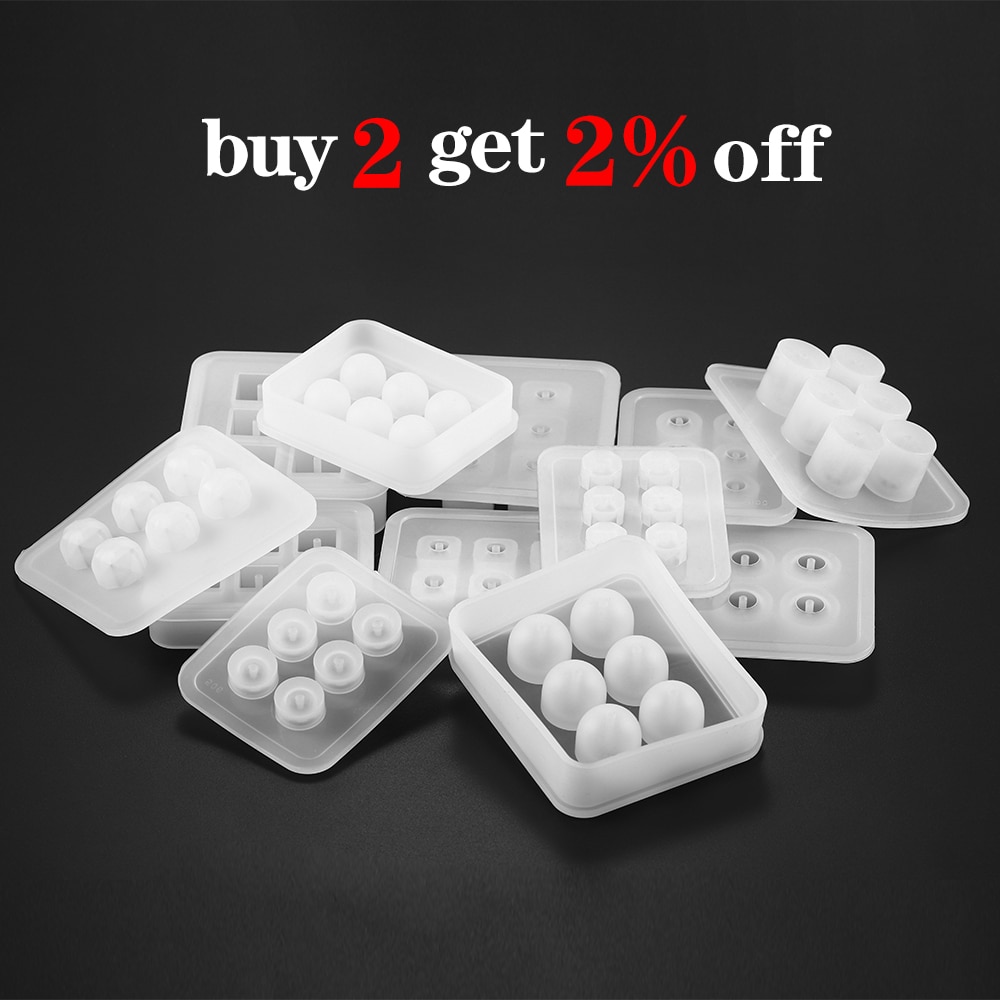 12 Pieces Resin Silicone Prismatic Mold 6 Grid Square Round Casting Mold Beads Pendant DIY Jewelry Making Finding Tools