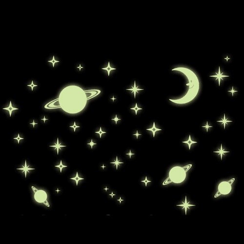Universe Sterrenhemel Star van de Wereld Maan lichtgevende fluorescerende PVC Muurstickers Home Decor Muurschildering Decal