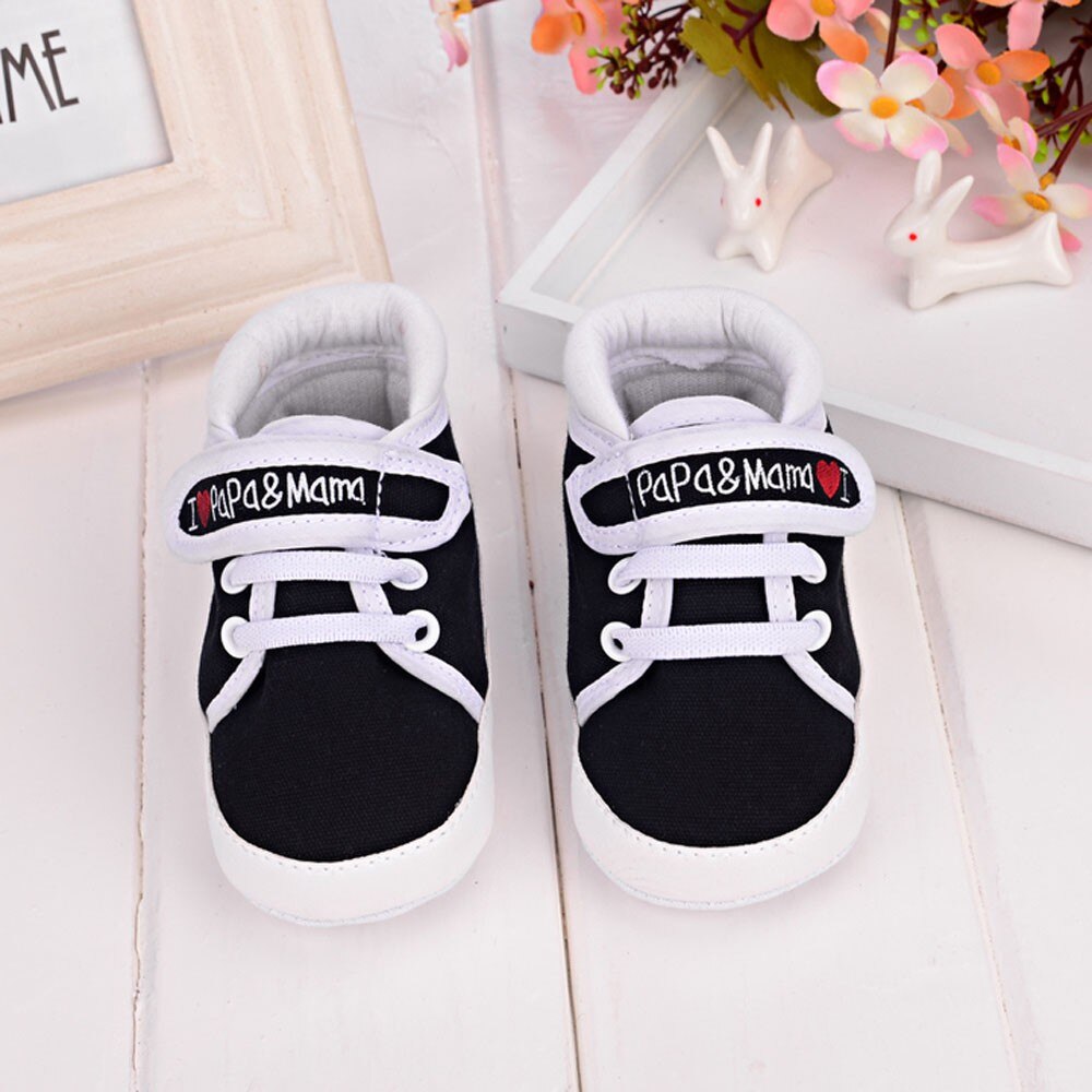Baby First Walkers Infant Kid Boy Girl Soft Canvas I Love Papa & Mama Letters Printed Toddler Shoes Infant First Walkers Shoes
