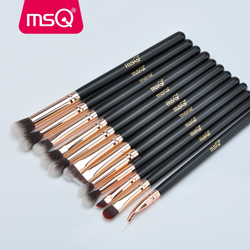 Msq rosa guld makeup børster sæt 12 stk øjenskygge eyeliner make up børste øjenbryn øjenskygge kosmetiksæt
