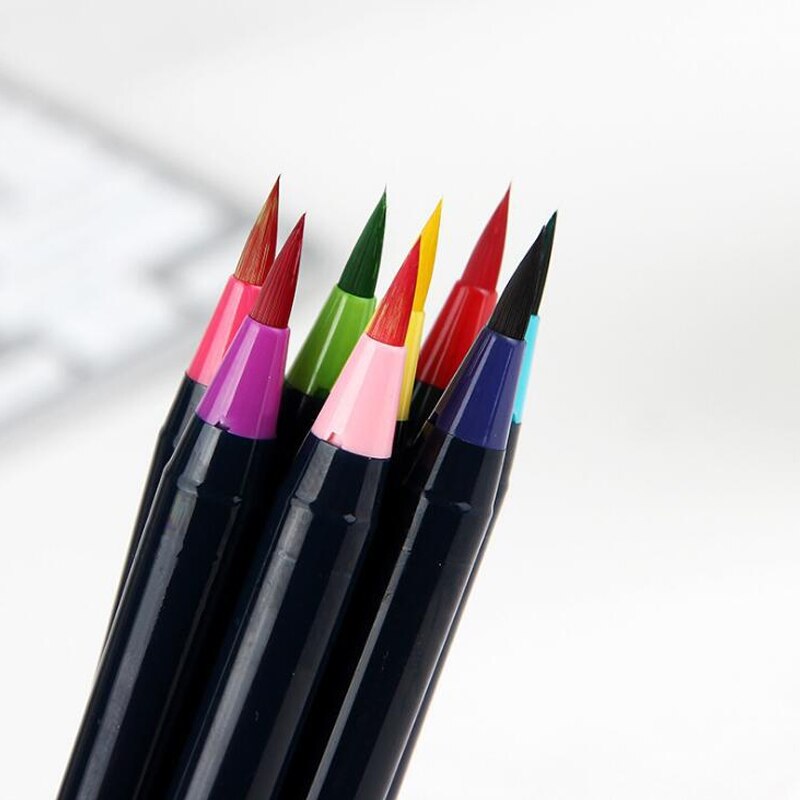 Sta art tuscher vandopløselig pen med dobbelt hoved til tegning af tegneserier håndmalet pensel tusch sæt kunst forsyninger med dobbelt spids penne