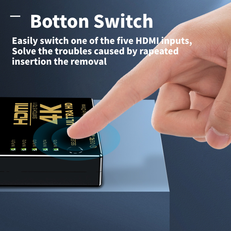 4K HDMI-compatible Switcher HD1080P 5 Port HDMI Switch Selector Splitter With Hub IR Remote Controller For HDTV DVD TV BOX