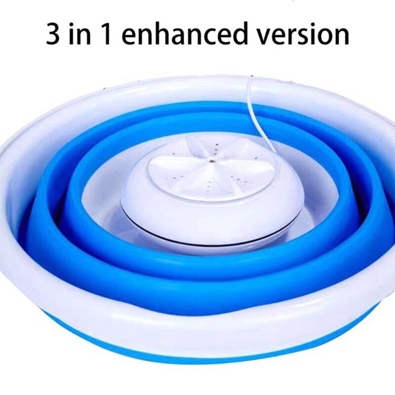 Foldbar mini vaskemaskine roterende ultralydsturbiner vaskemaskine usb opladning tøjvask rengøringsmiddel til rejser