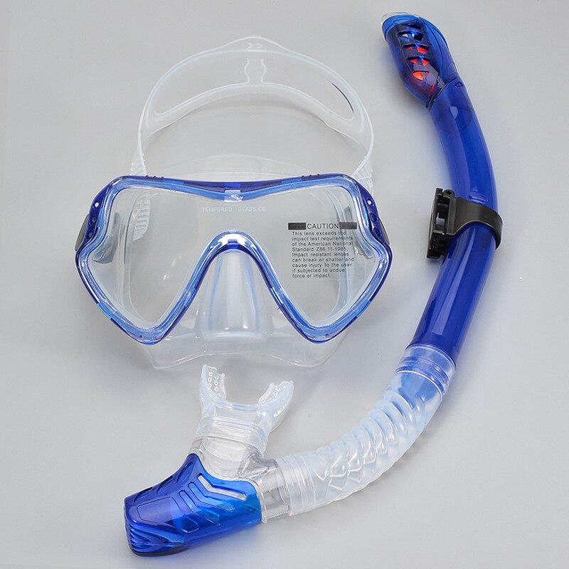 Dykkermaske dykkerbriller briller dykkesnorkler snorkelbriller anti tåke svømming lett pust rørsett: Klarblå