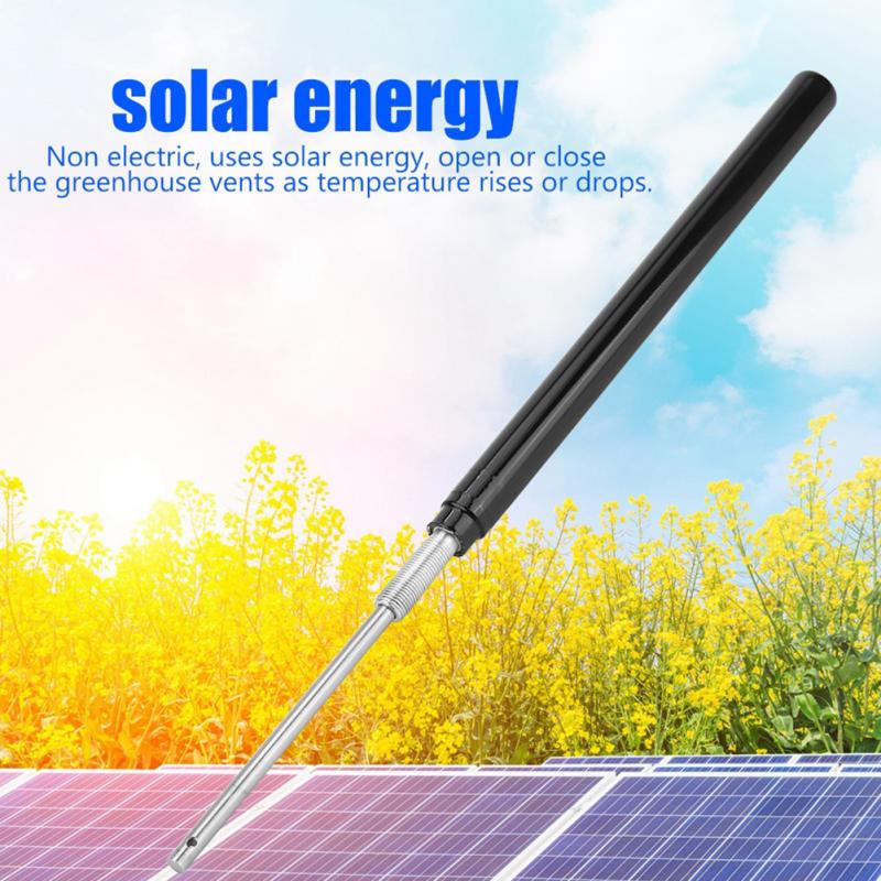 Automatische Kasraamopener – Zonne-energie, Temperatuurgevoelig, Enkele Cilinder, Zwart/Zilver, Voor Broeikas En Tuin