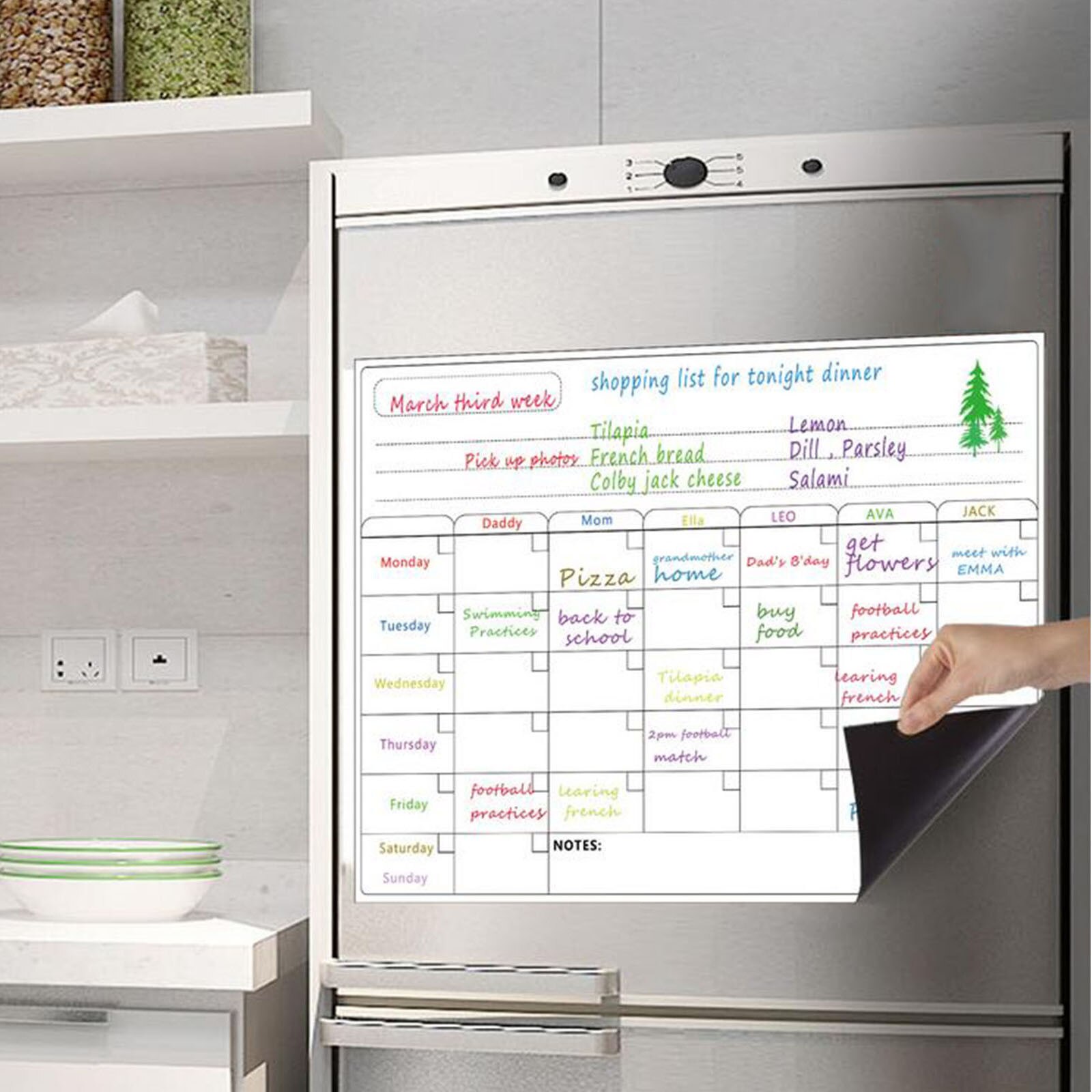 40# Erasable Monthly And Weekly Schedule Magnetic Refrigerator Calendar Sticker Refrigerator Calendar Sticker Easy To Remember: White 