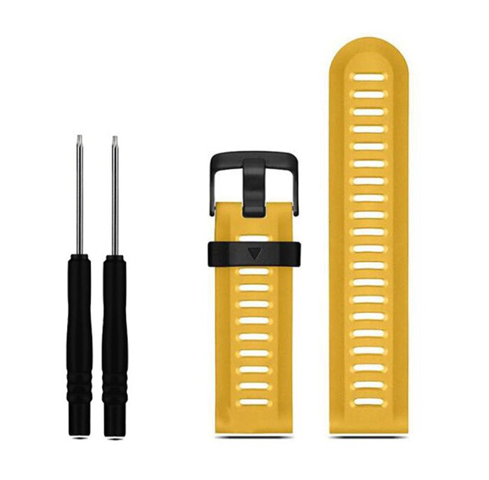 26mm largeur bracelet de montre pour Garmin Fenix 3 bandes Sport extérieur Silicone bracelet de montre pour Garmin Fenix 3 HR 5X Plus 6X Pro avec outils: YELLOW