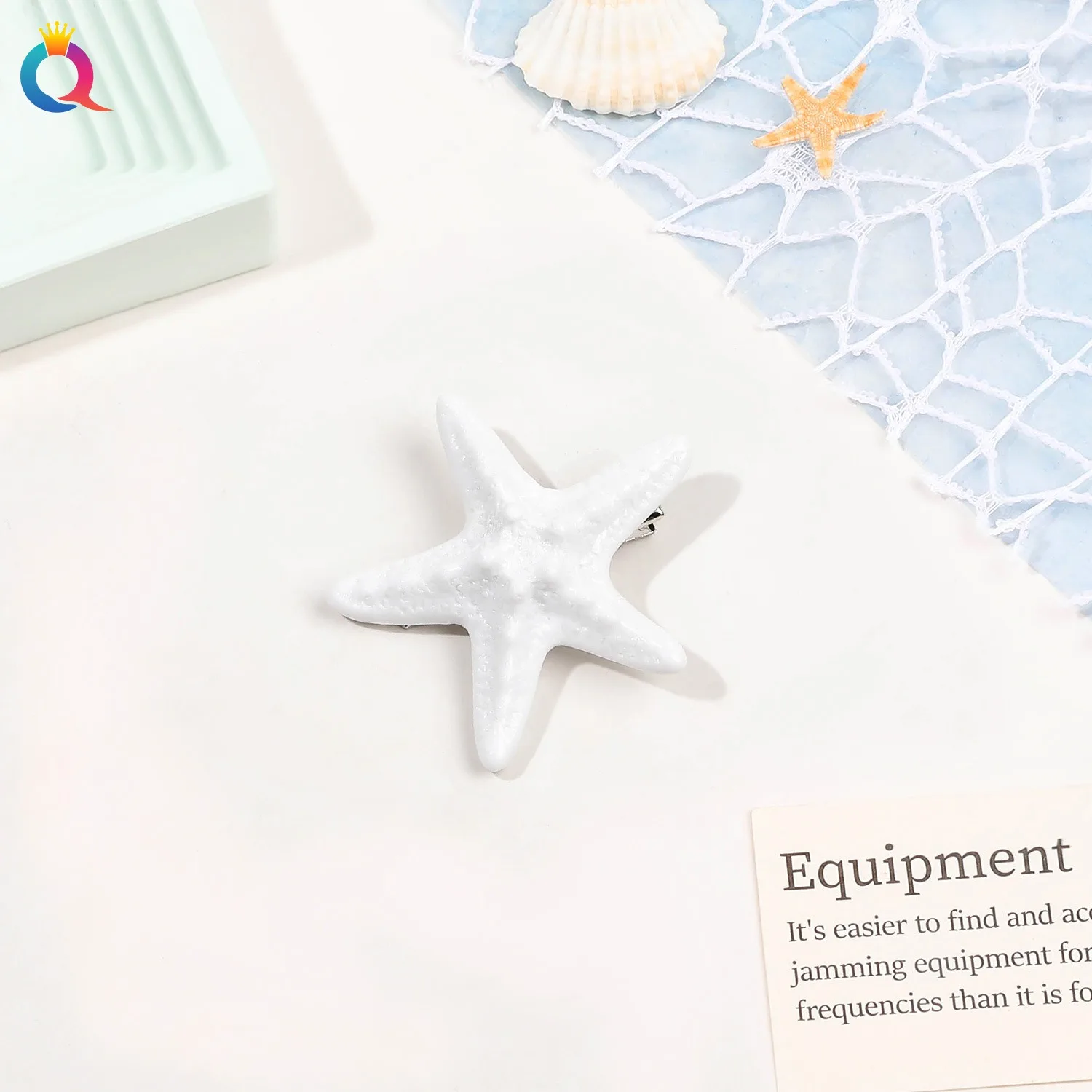 Blue Starfish Hairpin Summer Beach Vacation Hair Clip Sweet Bangs Clip Girls Women Hair Accessories: WHITE