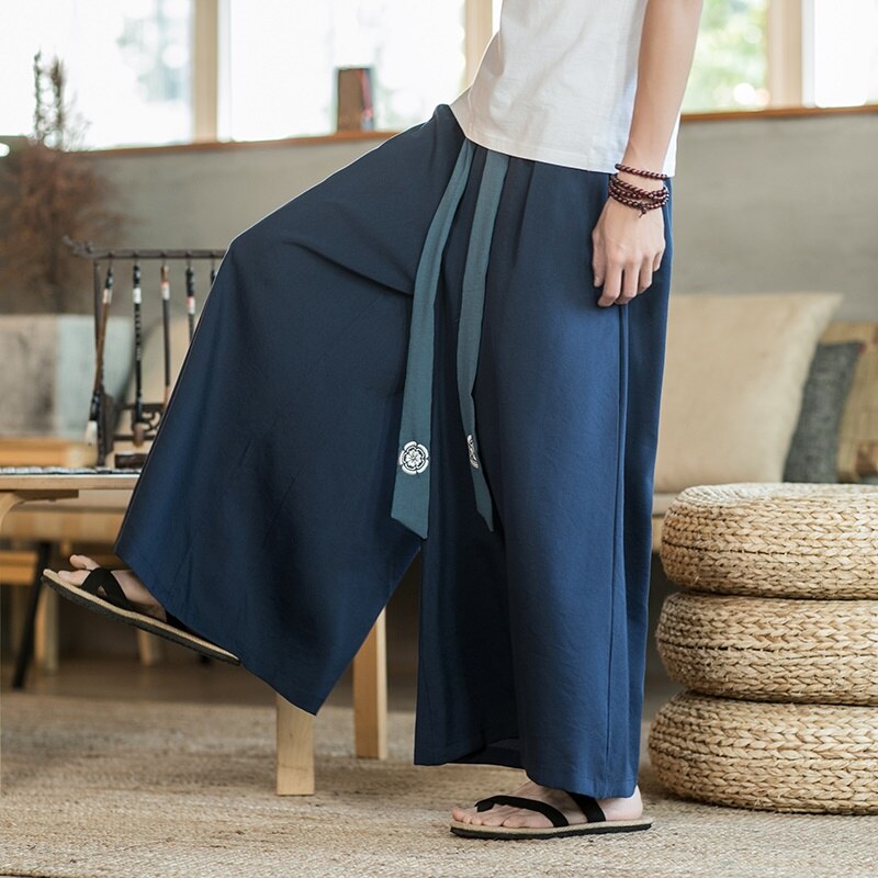 Chinese Traditionele Kung Fu Wushu Broek Kleding Voor Mannen Mannelijke Linnen Oosterse Stijl Cargo Broek Wijde Pijpen Chinese Broek 10891: 4 / M